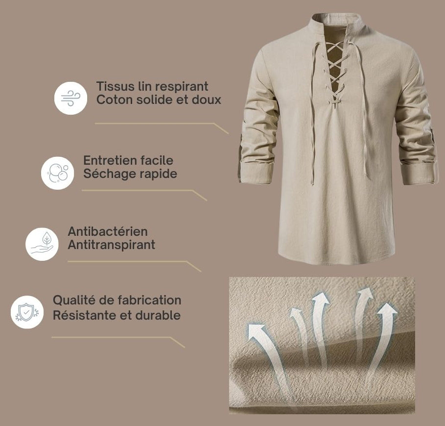Chemise Pirate Écrue unisexe à lacet