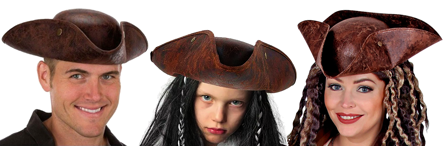 Chapeau de Pirate tricorne marron
