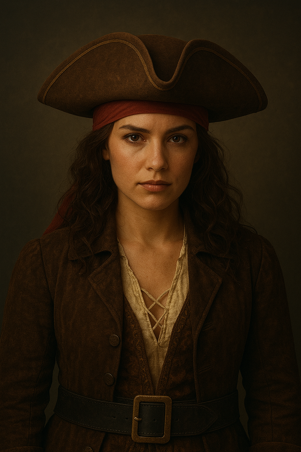 Chapeau de pirate tricorne marron et doré