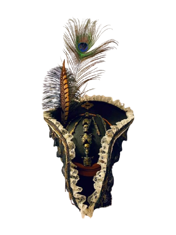 Chapeau de pirate plumes et squelettes