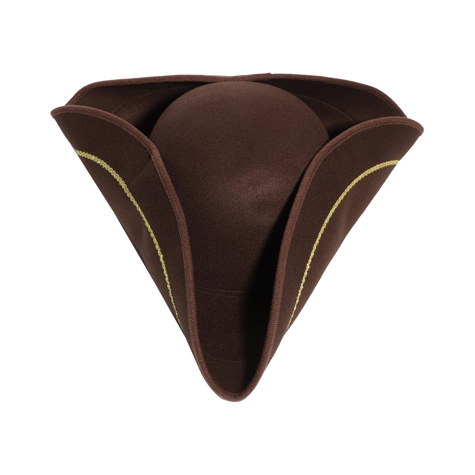 Chapeau de pirate tricorne marron et doré