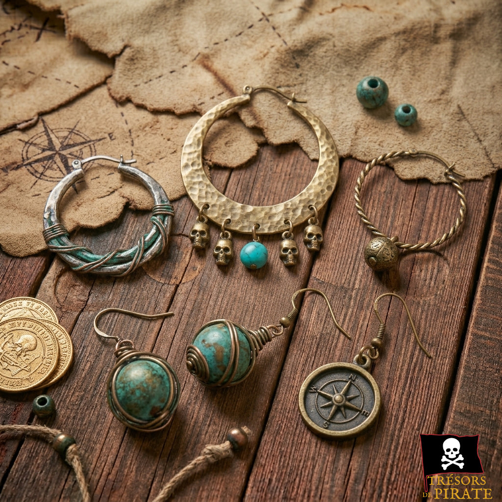 Boucles d'oreilles Pirate femme et homme - Trésors de Pirate