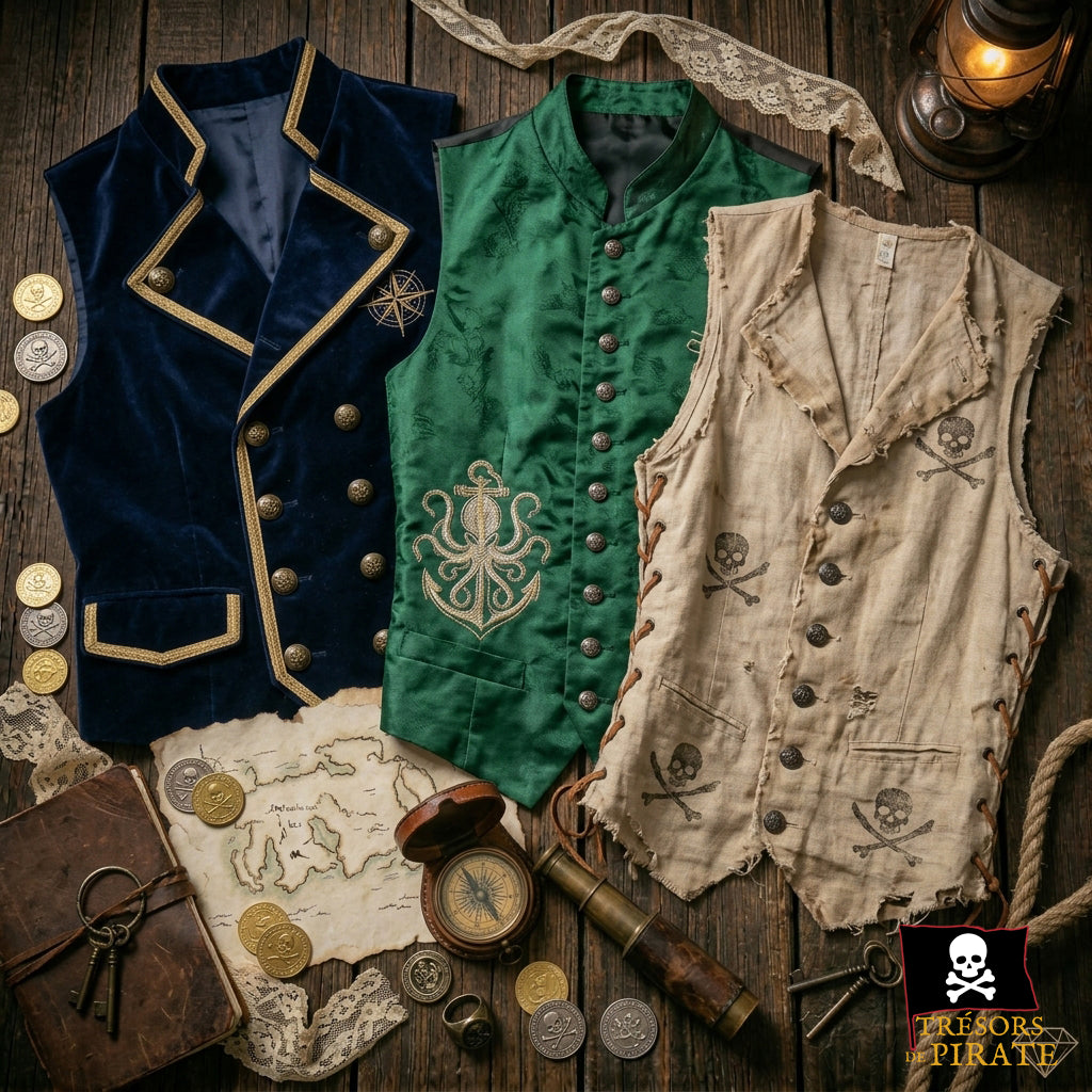 Gilets de Pirate de différents styles et couleurs - Trésors de Pirate
