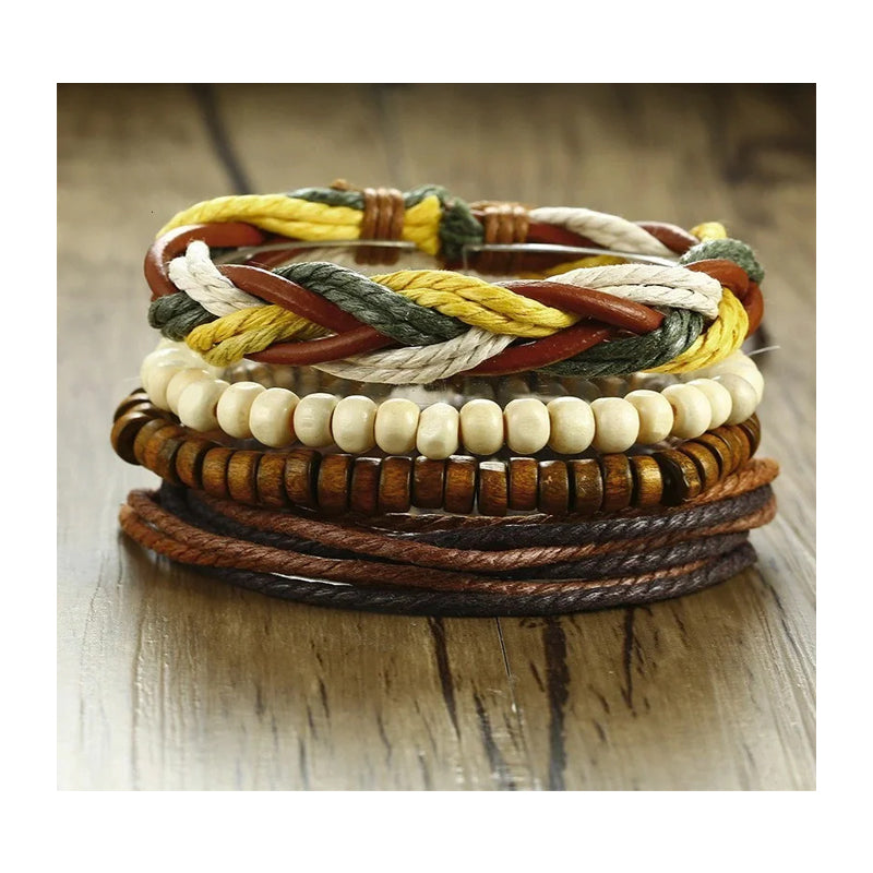 Bracelet pirate style naturel corde et bois Trésors de Pirate