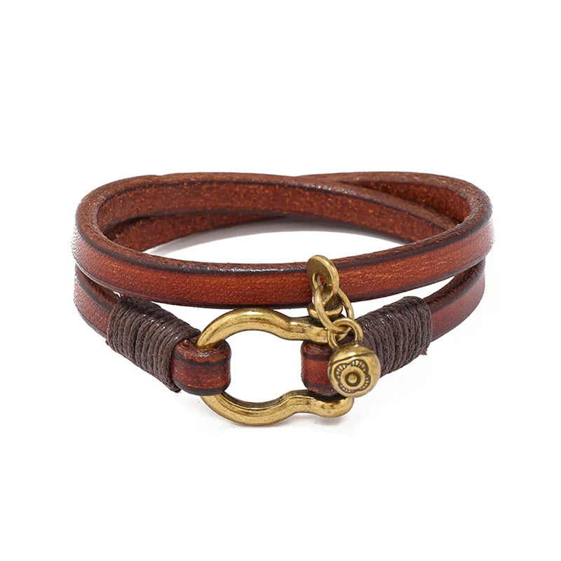 Bracelet pirate en cuir effet vieilli et fermeture boucle métal façon ancien Trésors de Pirate