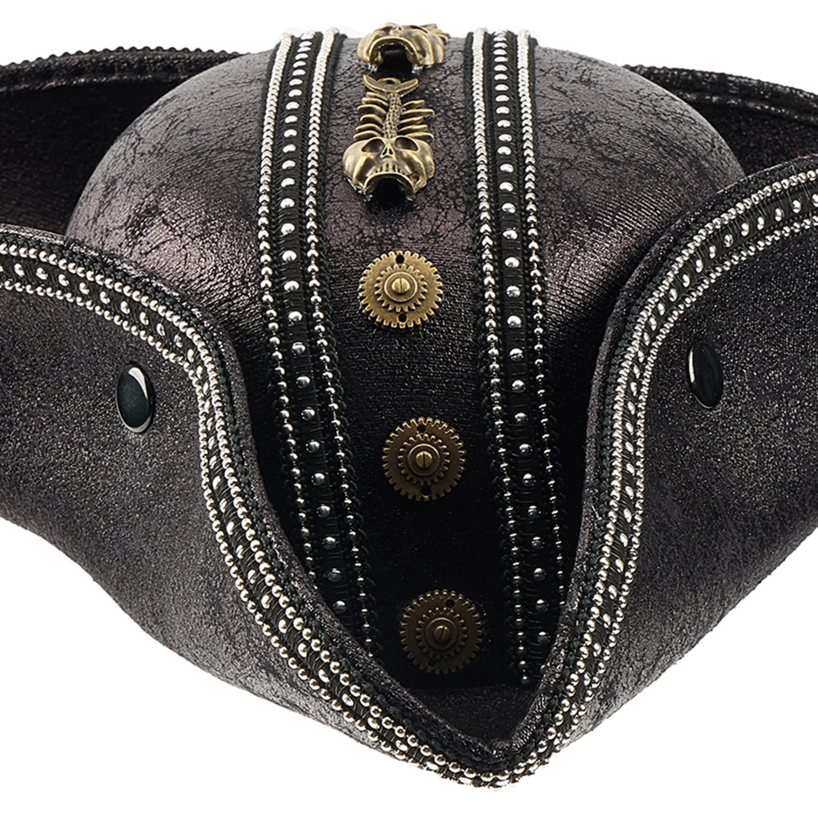 Pirate Hat for Women Men Creative PU Leather Tricorn Costume Hat for Halloween Cosplay Party Supply Costume Props Trésors de Pirate