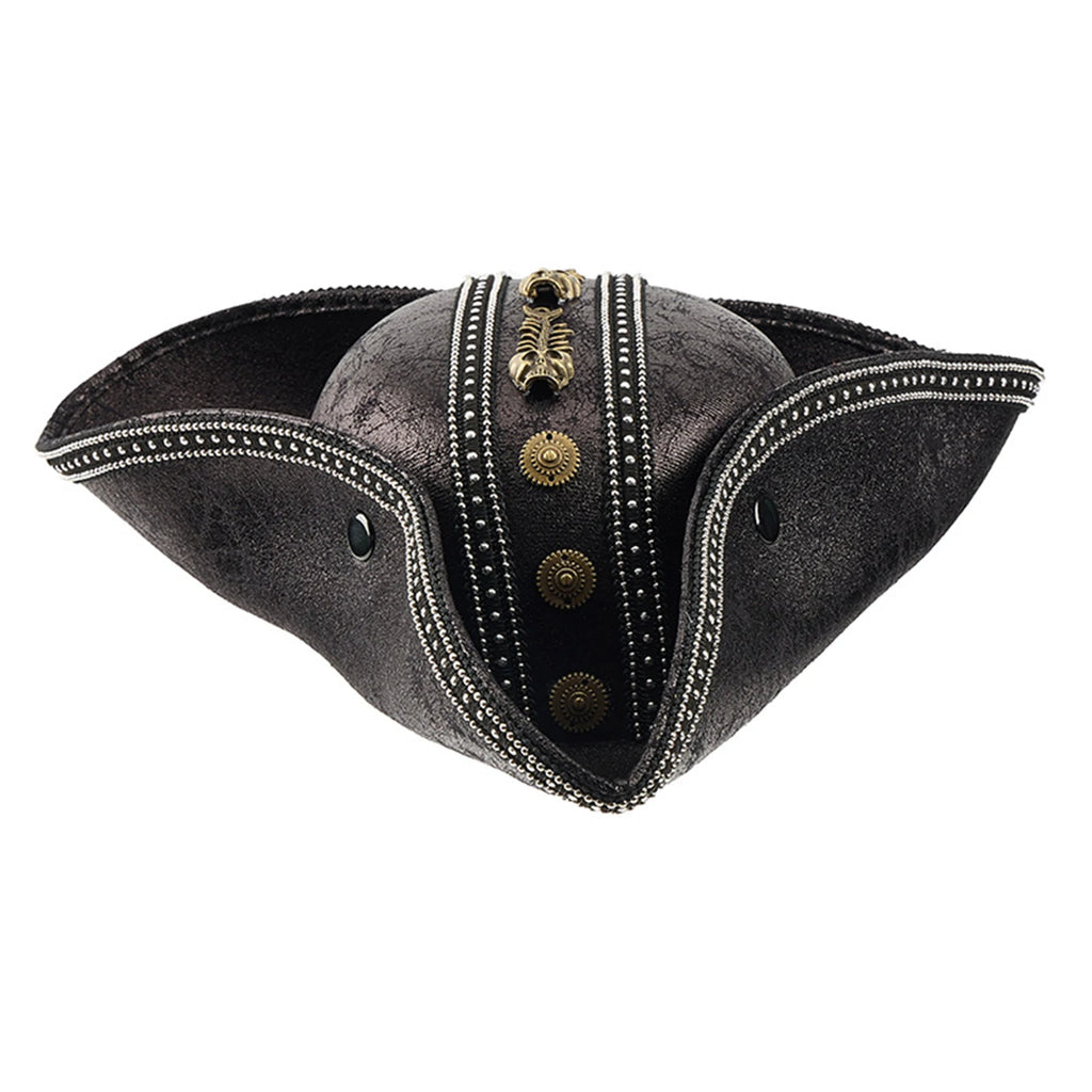 Pirate Hat for Women Men Creative PU Leather Tricorn Costume Hat for Halloween Cosplay Party Supply Costume Props Trésors de Pirate