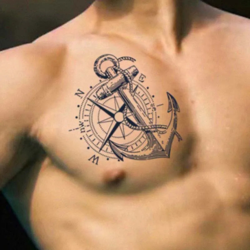 2pic Temporary Waterproof Geometric Pattern Tattoo With 3 Boat Anchor Pointers, Lasting For 1To 2Weeks,For arm and neck Trésors de Pirate