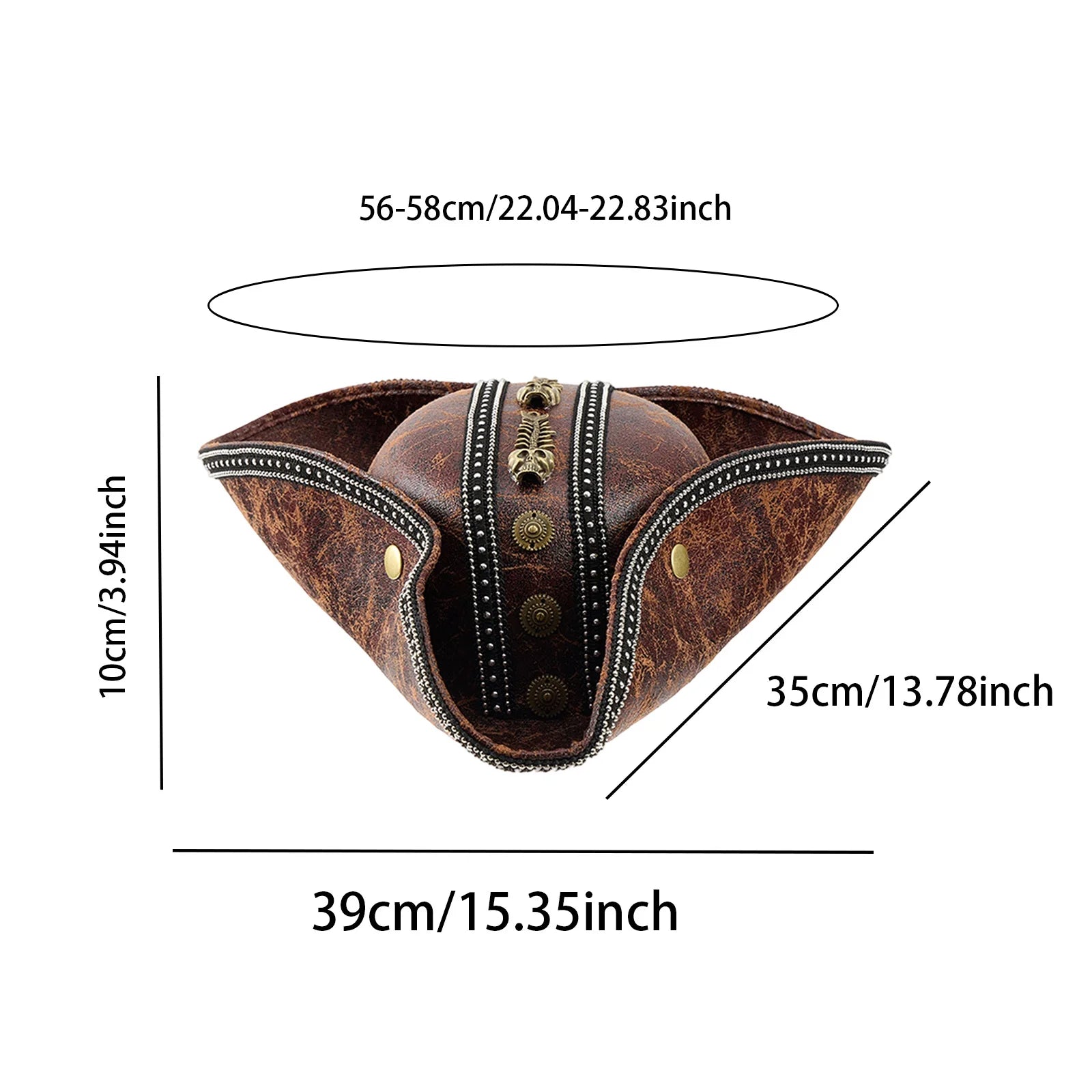 Pirate Hat for Women Men Creative PU Leather Tricorn Costume Hat for Halloween Cosplay Party Supply Costume Props Trésors de Pirate