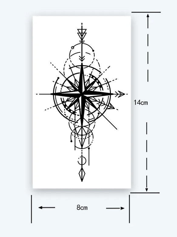 Tatouage pirate temporaire rose des vents design Trésors de Pirate