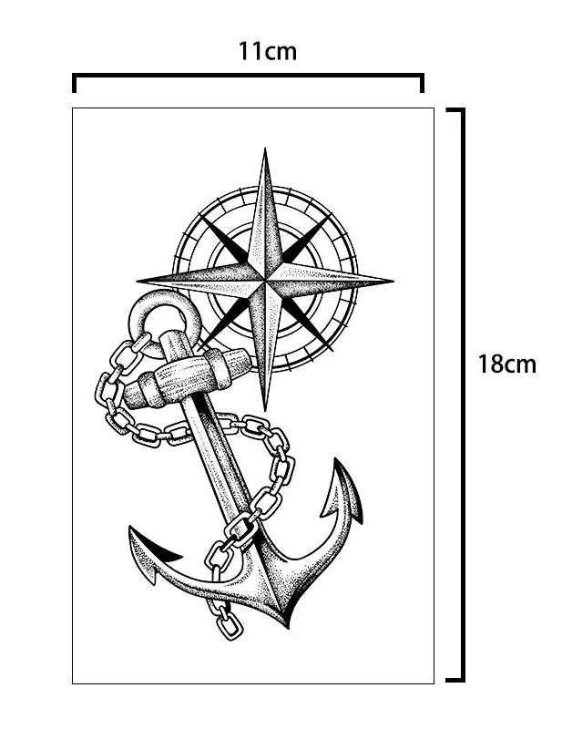 Tatouage pirate temporaire rose des vents avec ancre Trésors de Pirate