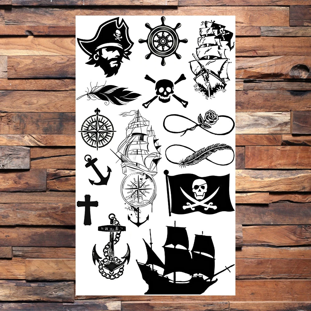 Tatouages pirates temporaires 14 dessins Trésors de Pirate