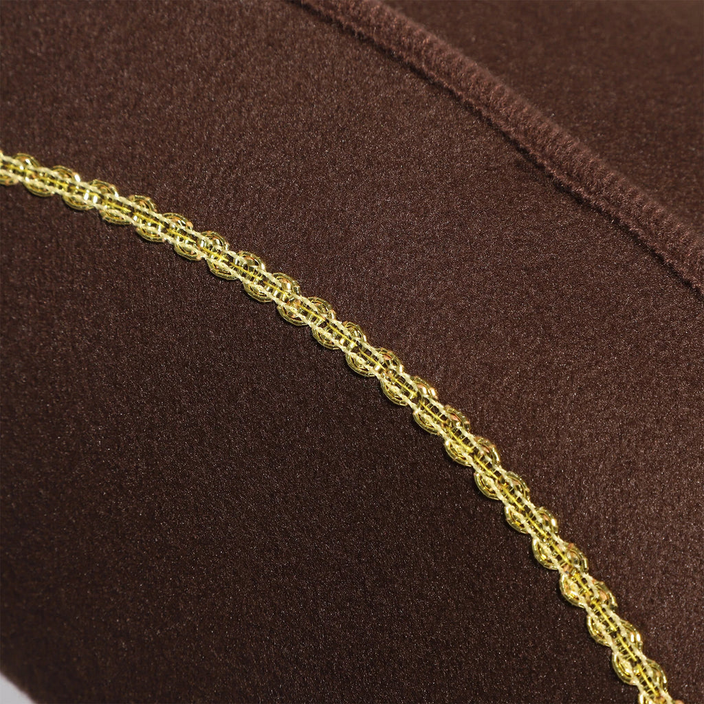 Chapeau de pirate tricorne marron et doré